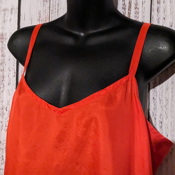 Johnny Was Vintage Bright Red Silk Slip Dress W/ Spaghetti Straps - Picture 3 of 10